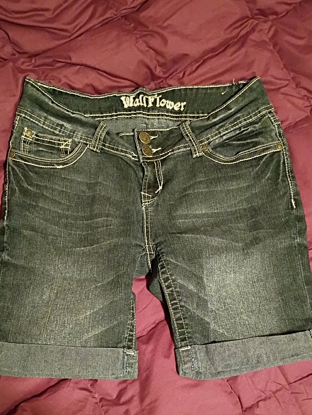 Wallflower Dark Wash Denim Bermuda Shorts - Dark Blue